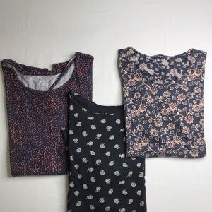 J. Jill Lot of Women’s Navy Floral & Daisy Print Tops